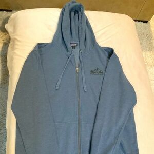Patagonia Blue L Full Zip Hooded Sweatshirt Adventure Outdoor Alpine